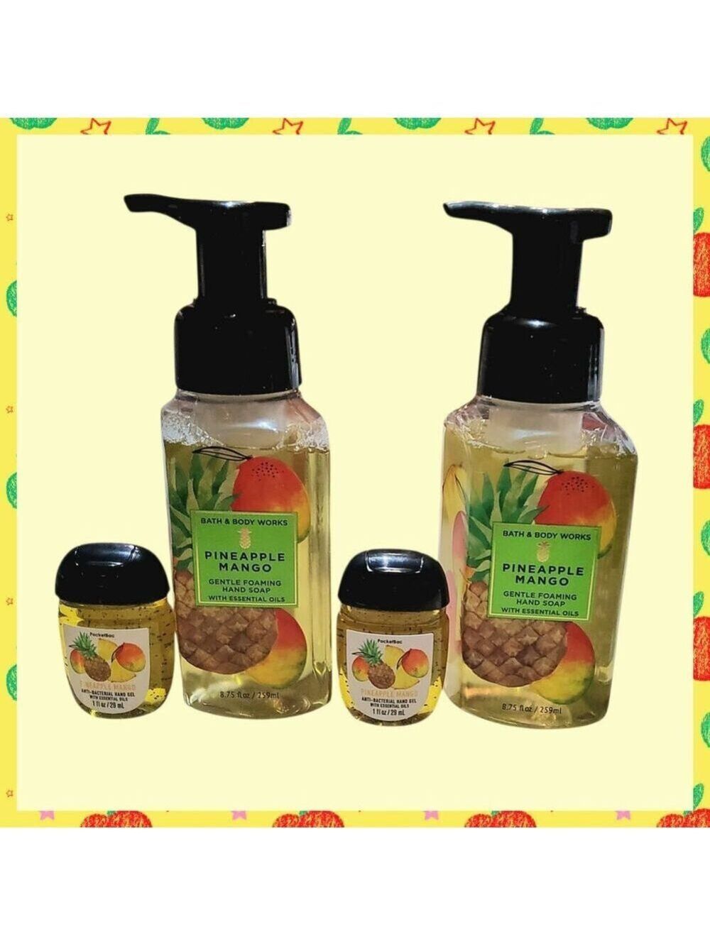 PINEAPPLE MANGO FOAMING HAND SOAP & HAND SANITIZER 4-PIECE BY BATH & BODY WORKS